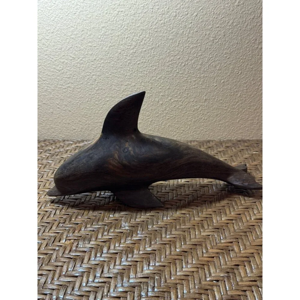 Vintage Carved Ironwood Dolphin Figurine Sculpture Art Decor - Picture 4 of 9